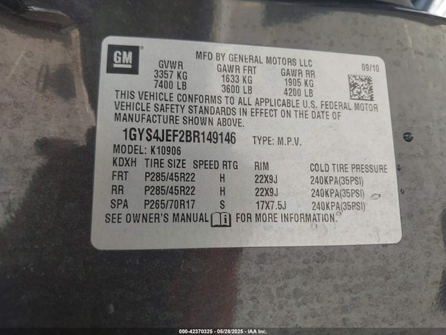 2011 CADILLAC ESCALADE ESV 1GYS4JEF2BR149146 Photo 8