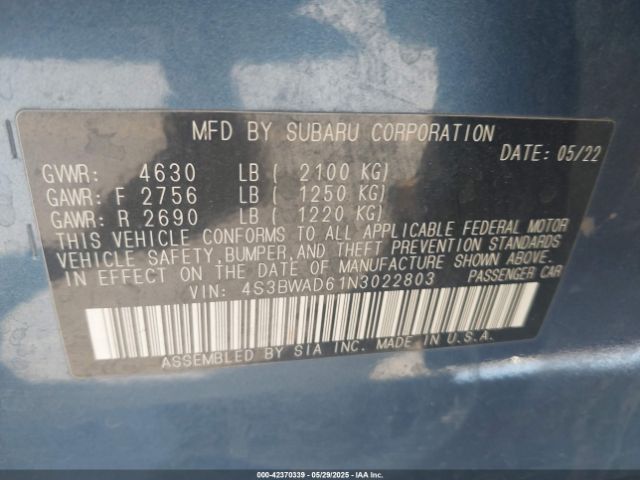 4S3BWAD61N3022803 Subaru Legacy Premium