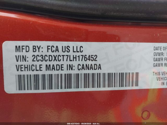 2C3CDXCT7LH176452 Dodge Charger R/t Rwd