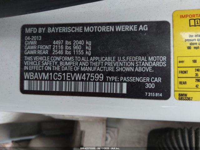 WBAVM1C51EVW47599 BMW X1 Sdrive28i