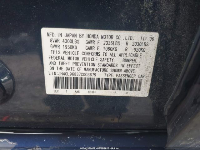 2007 ACURA TSX JH4CL96837C003679 Photo 8