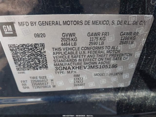 2021 CHEVROLET EQUINOX 3GNAXHEV3MS105186 Photo 8
