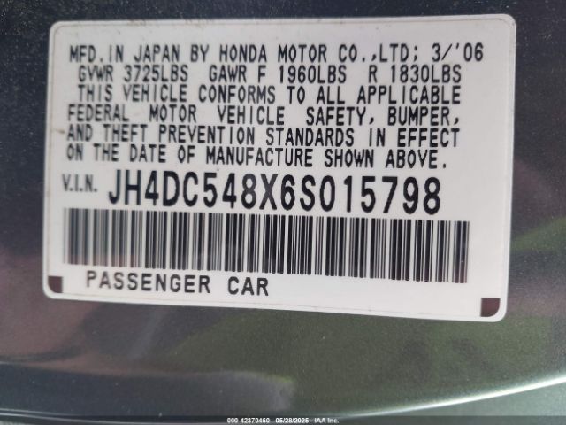 2006 ACURA RSX JH4DC548X6S015798 Photo 8