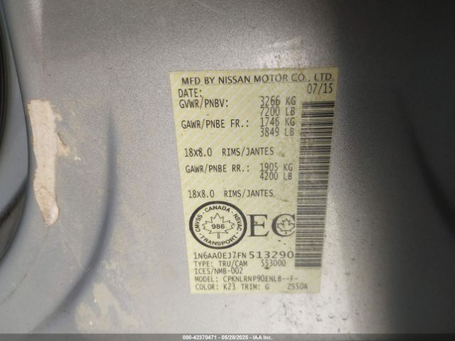 1N6AA0EJ7FN513290 Nissan 2015