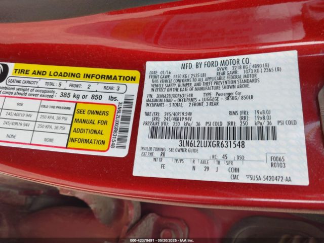 2016 LINCOLN MKZ HYBRID 3LN6L2LUXGR631548 Photo 8
