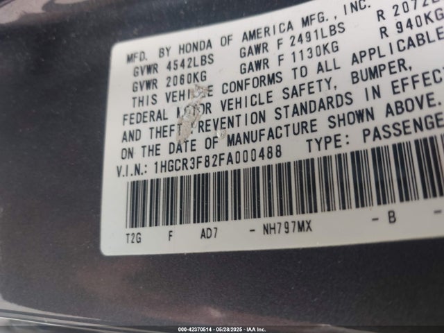 1HGCR3F82FA000488 Honda j35y1