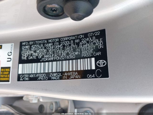 2022 TOYOTA PRIUS PRIME JTDKAMFP0N3218382 Photo 8
