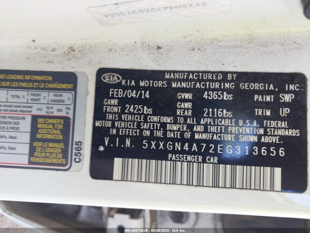 KIA OPTIMA EX 2014 5XXGN4A72EG313656 Image 9