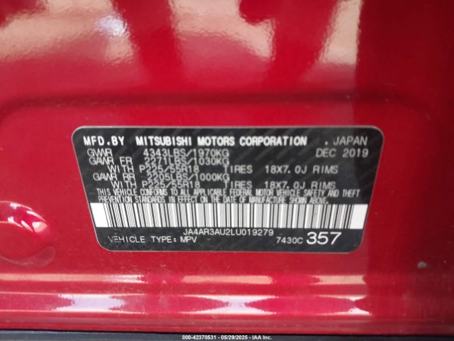 2020 MITSUBISHI OUTLANDER SPORT JA4AR3AU2LU019279 Photo 8