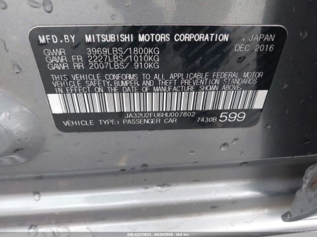 JA32U2FU6HU007802 Mitsubishi LANCER ES