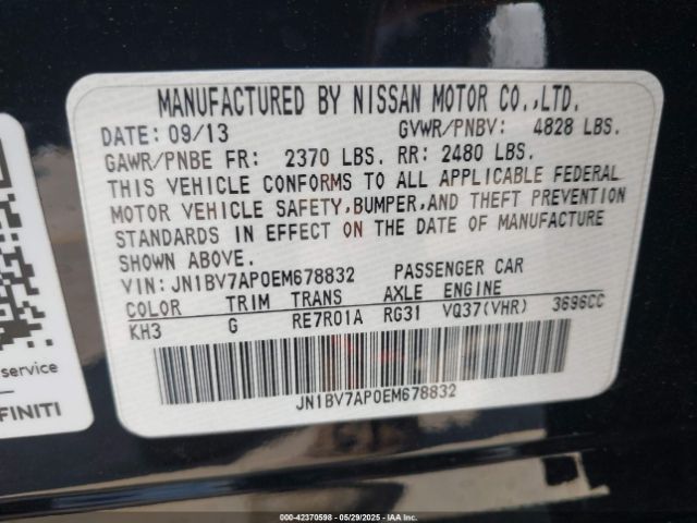 JN1BV7AP0EM678832 Infiniti Q50 SPORT