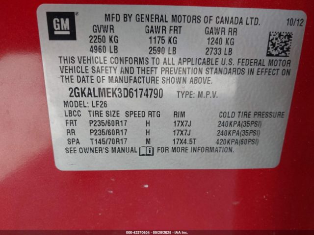 2013 GMC TERRAIN 2GKALMEK3D6174790 Photo 8