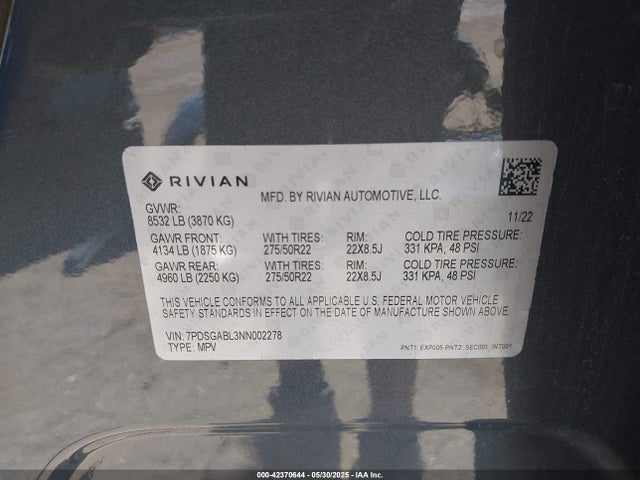 Rivian R1s 2022 7PDSGABL3NN002278 Image 26