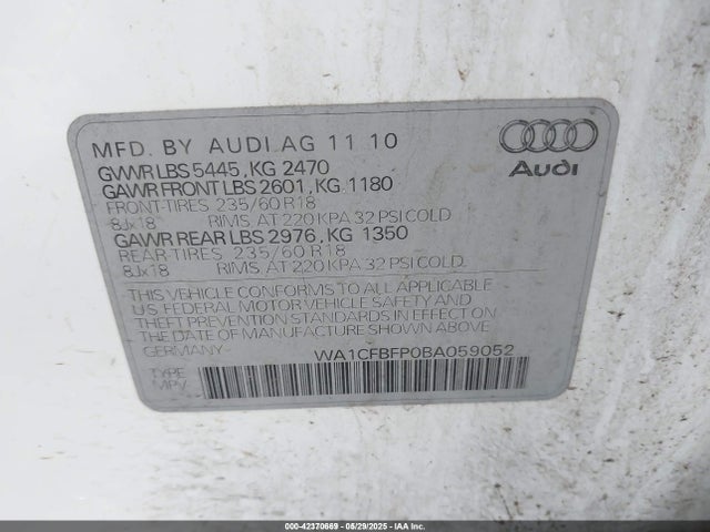 2011 AUDI Q5 WA1CFBFP0BA059052 Photo 8