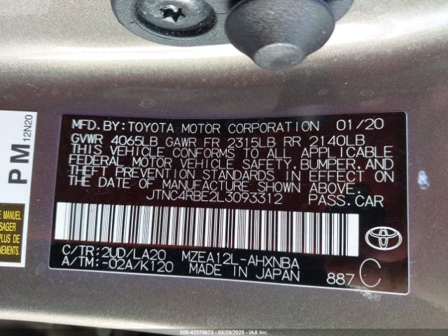 JTNC4RBE2L3093312 Toyota Corolla Xse