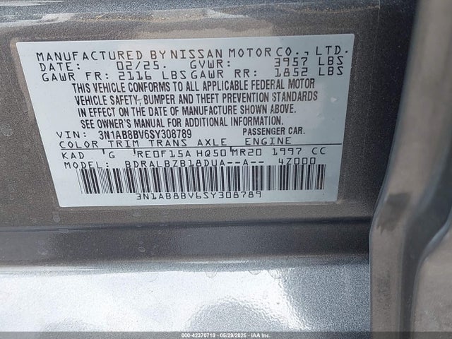 3N1AB8BV6SY308789 Nissan 2025
