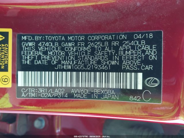 2018 LEXUS ES 300H JTHBW1GG5J2193461 Photo 8