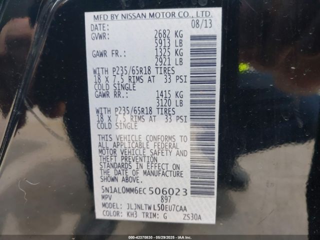 5N1AL0MM6EC506023 Infiniti QX60