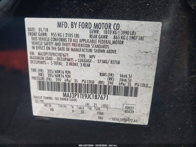 MAJ3P1TE9JC187671 Ford Ecosport Se