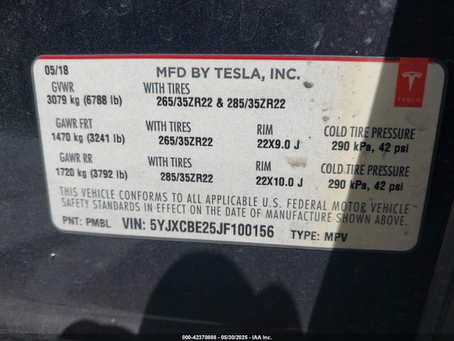 2018 TESLA MODEL X 5YJXCBE25JF100156 Photo 8