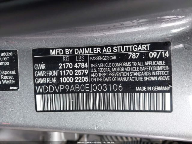 WDDVP9AB0EJ003106 Mercedes-Benz B-class Electric Drive