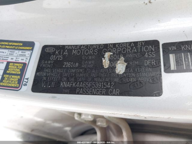 KNAFK4A65F5391542 KIA FORTE LX