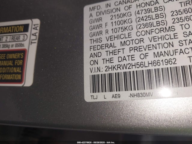 2HKRW2H56LH661962 Honda Cr-v Awd Ex