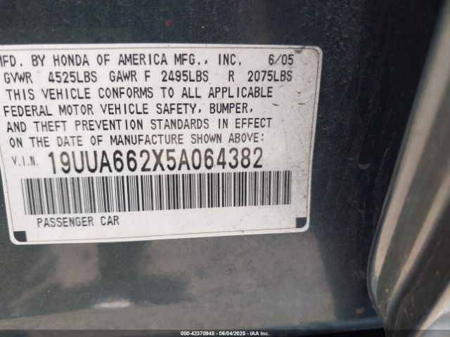 2005 ACURA TL 19UUA662X5A064382 Photo 8