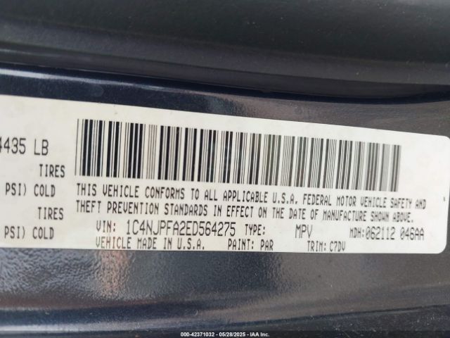 1C4NJPFA2ED564275 Jeep Patriot Latitude