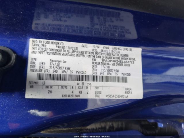 1FADP3K24EL463722 Ford FOCUS SE