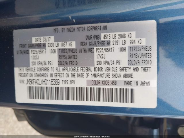 JM3KFACLXH0116389 Mazda Cx-5 Touring