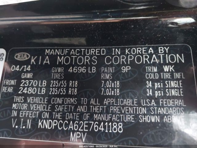 KNDPCCA62E7641188 KIA Sportage Sx