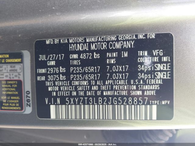 2018 HYUNDAI SANTA FE SPORT 5XYZT3LB2JG528857 Photo 8