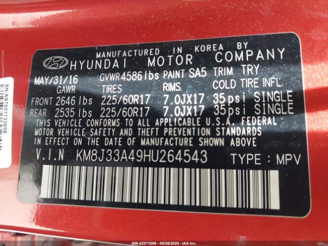 KM8J33A49HU264543 Hyundai gdi nu