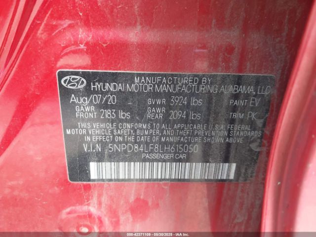 2020 HYUNDAI ELANTRA 5NPD84LF8LH615050 Photo 8