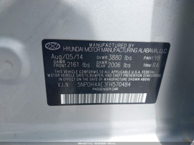 5NPDH4AE3FH570484 Hyundai ELANTRA SE