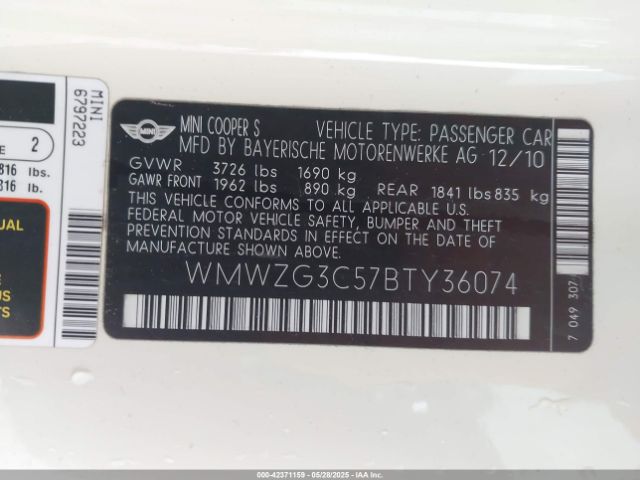 2011 MINI COOPER S CLUBMAN WMWZG3C57BTY36074 Photo 8