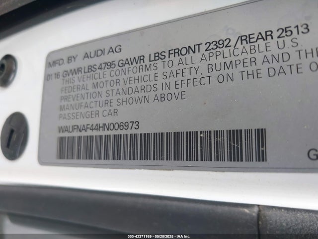 Aukcja sprzedaży 2017 Audi A4 2.0t Premium, vin: WAUFNAF44HN006973, numer aukcji: 42371169
