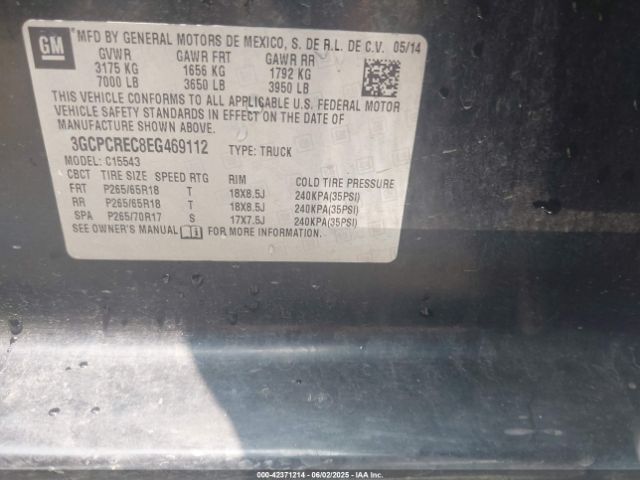 3GCPCREC8EG469112 Chevrolet Silverado 1500 1lt