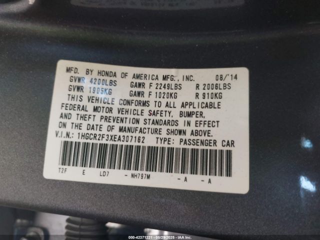 1HGCR2F3XEA307162 Honda ACCORD LX