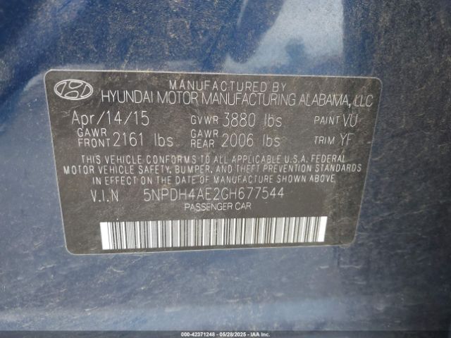 5NPDH4AE2GH677544 Hyundai Elantra Value Edition