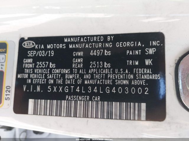 5XXGT4L34LG403002 KIA Optima Lx