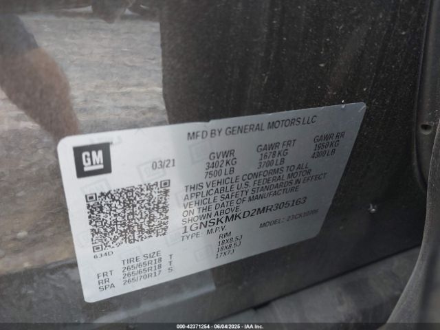 2021 CHEVROLET TAHOE 1GNSKMKD2MR305163 Photo 8