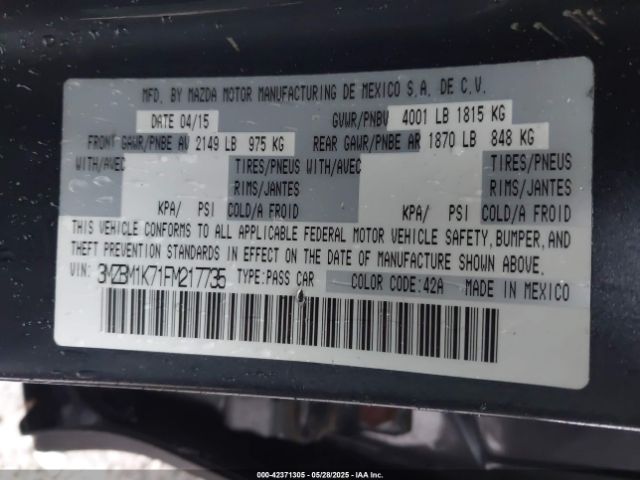 3MZBM1K71FM217735 Mazda Mazda3 I Sport