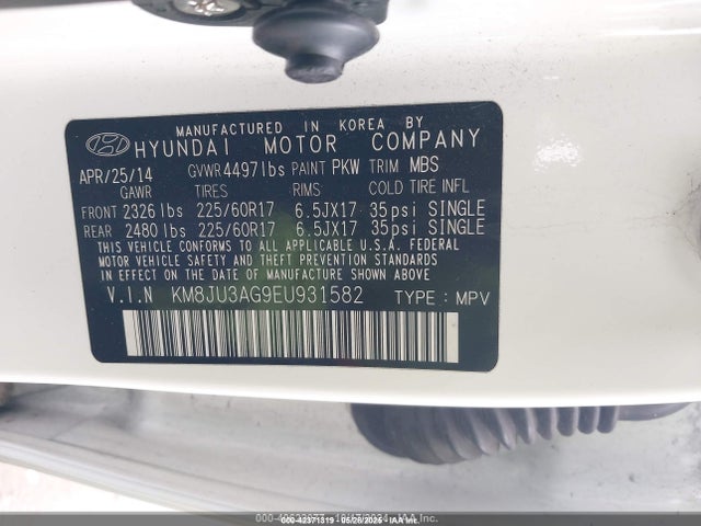 KM8JU3AG9EU931582 Hyundai TUCSON SE