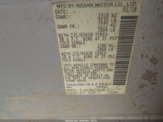 2018 NISSAN MURANO 5N1AZ2MG5JN123662 Photo 8