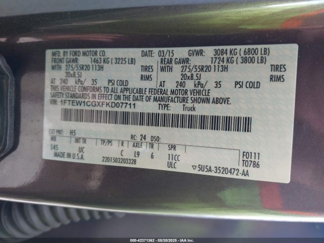 2015 FORD F-150 1FTEW1CGXFKD07711 Photo 8
