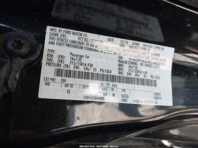 1FADP3K24EL462019 Ford FOCUS SE
