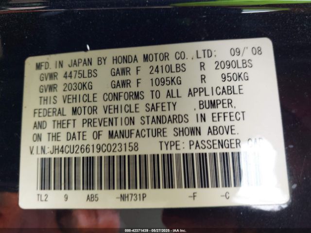 2009 ACURA TSX JH4CU26619C023158 Photo 8