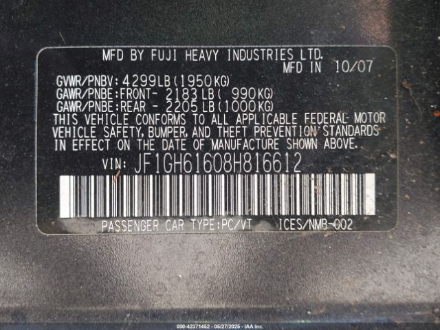 2008 SUBARU IMPREZA JF1GH61608H816612 Photo 8